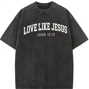 Oversized Washed Vintage Faith Graphic T-Shirt | Heavyweight Cotton Streetwear Tee | Men's Crewneck