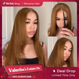 [Today's Deal ]Wavymy Chestnut Brown Trendy Layered Cut Pre-plucked Wear Go 7x5 Glueless Pre-cut Lace Wigs Reddish Brown 180% Density Straight Wigs 100% Human Hair