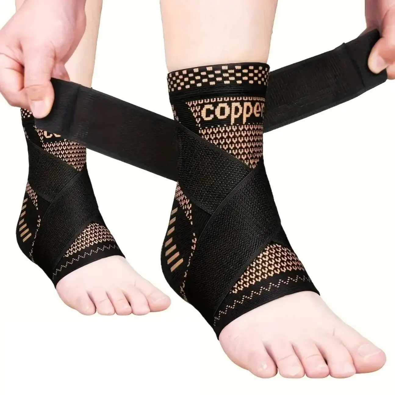 Copper Infused Compression Ankle Sleeves (1 Pair) – Nylon Knit Warmth Support, Anti-Odor Moisture-Wicking Ankle Brace for Basketball, Running & Sports, Unisex Foot & Heel Protector