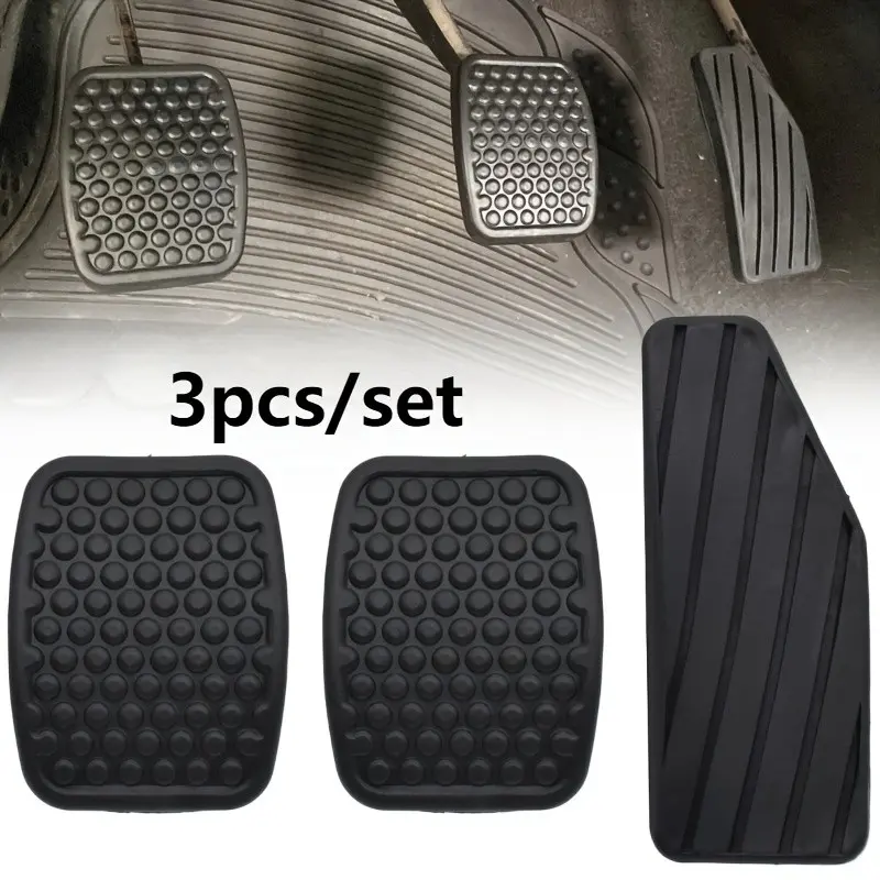 3-Piece Universal Brake and Accelerator Pedal Rubber Covers, Durable Non-Slip Synthetic Rubber for Most Vehicles, Automotive Car Accessories