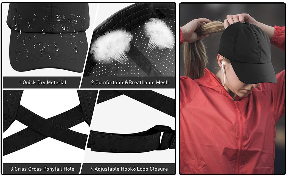 Women's Quick Dry Ponytail Baseball Cap - Adjustable Criss Cross High Bun Trucker Hat, Stylish and Functional Sports Cap for Active Lifestyle