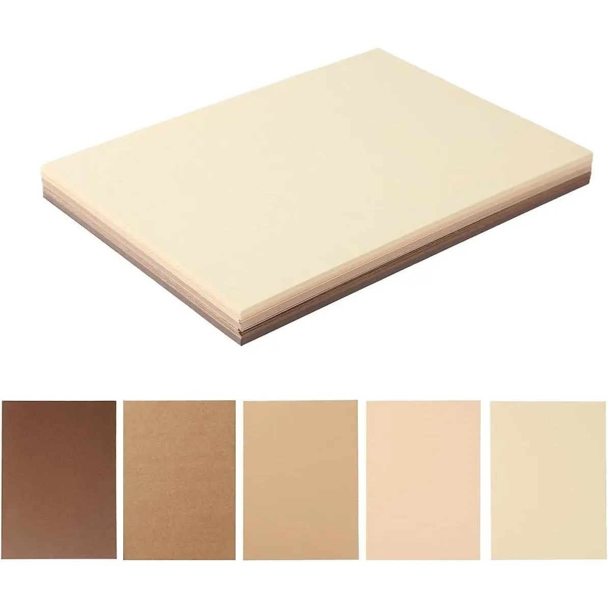 Colored Cardstock Paper - 50 Sheets, 5 Colors, 250 GSM Heavy, 5x7 Brown, for DIY Art, Crafting Supplies, Cards, Standard