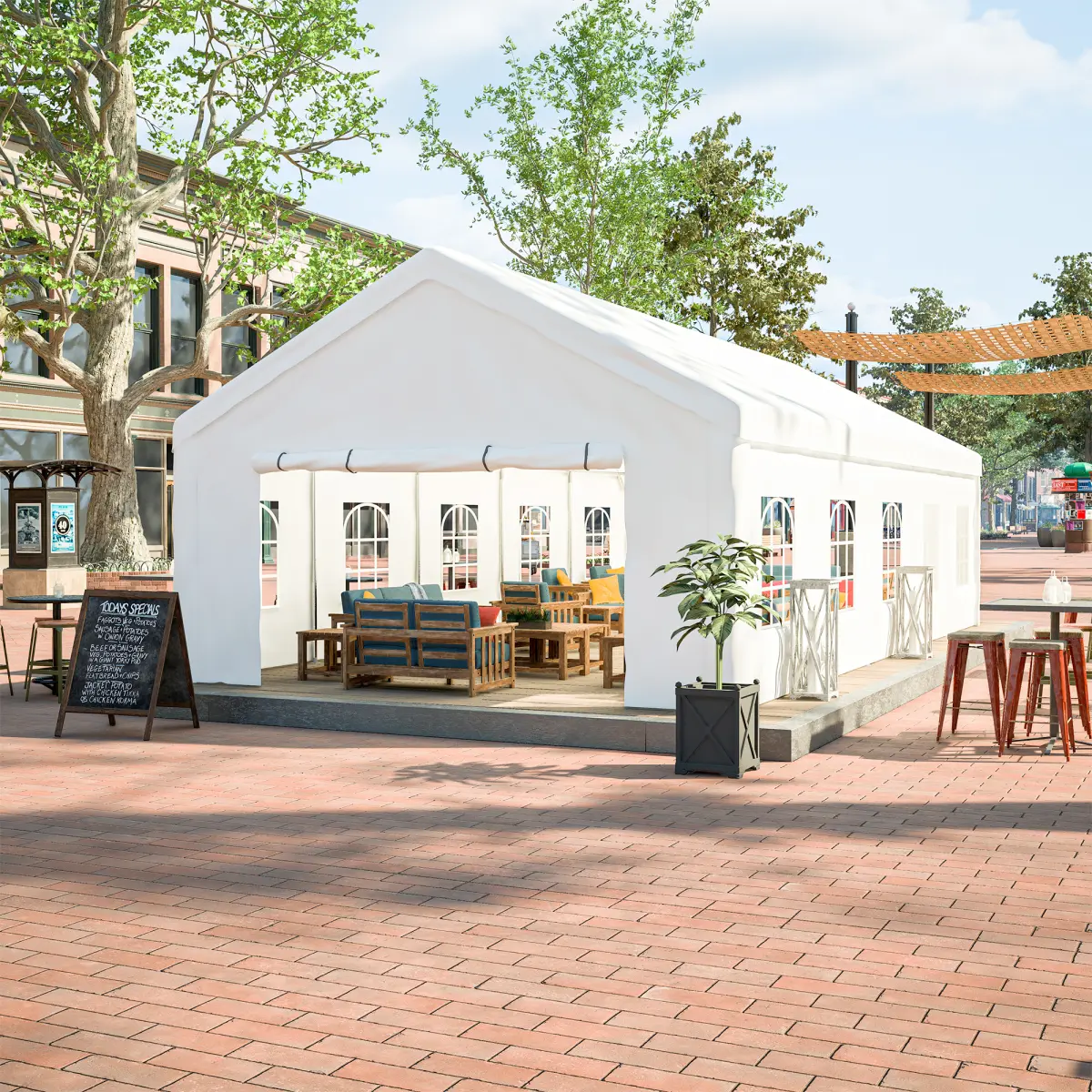 16x32 FT Heavy-Duty Outdoor Party Gazebo, PE Commercial Canopy with Removable Walls & Windows, Galvanized Steel Frame for Weddings & Events