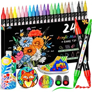 Markers, 24 Colors  Tip – , , -Drying Art Pens for Rock Painting, , Glass, Ceramic, Fabric – Art Supplies for Artists & Hobbyists