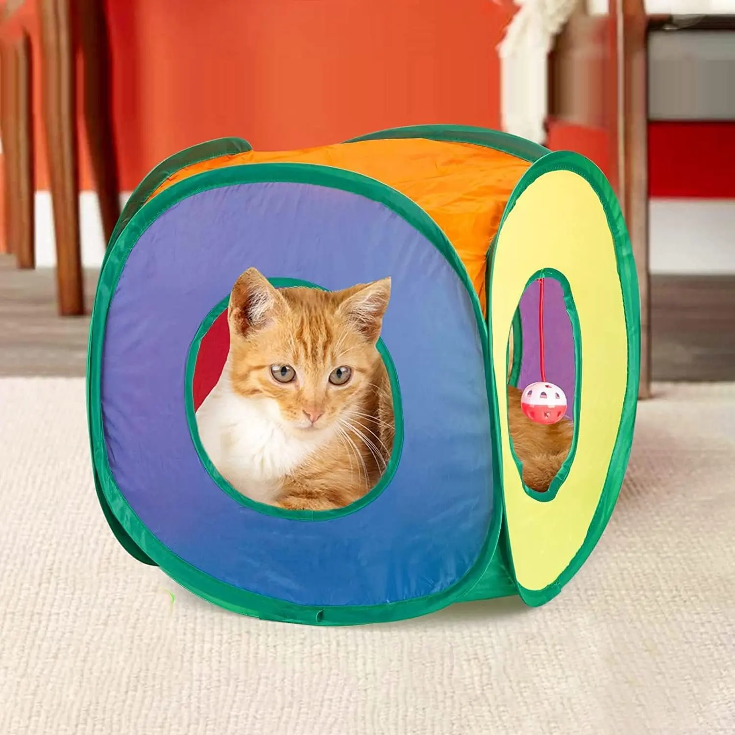 Tunnel with Play Ball, Interactive Peek-a-Boo  Toys Tube , Colorful Cube