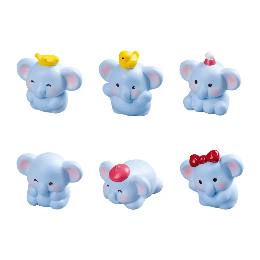 6PCS Small Elephant Miniature Landscape Decorations, Creative Cartoon Elephant Figurines, Resin Crafts, Tabletop Ornaments, Gifts For Elephant Lovers