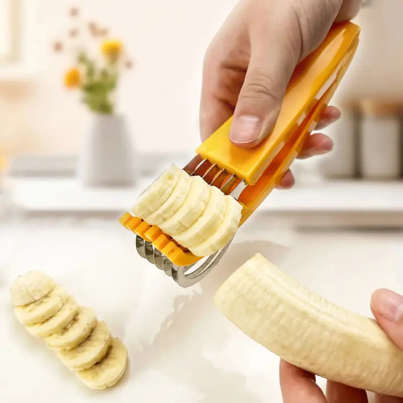 Creative PP Banana Slicer Fruit Splitter Ham Sausage Cutter Fruit Salad Slicer Multi-Functional Kitchen Gadget Non-Toxic Durable Utensils Christmas Gift Idea Kitchenware