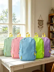 Fresh Macaron Color Backpack, Bright Handle and Zipper, Safe and Practical Design, Minimalist Style, Comfortable Shoulder Strap