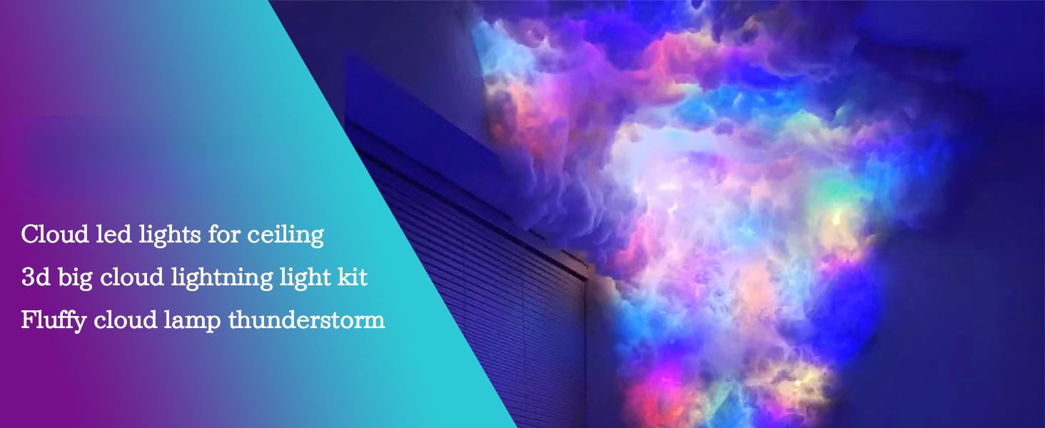 2026 New 3D Thundercloud LED Light Cotton Lightning Cloud Colorful Atmosphere Night Light, DIY Creative Cloud Lights Gaming Room Garage Club Bar dj Party Light, Restaurant