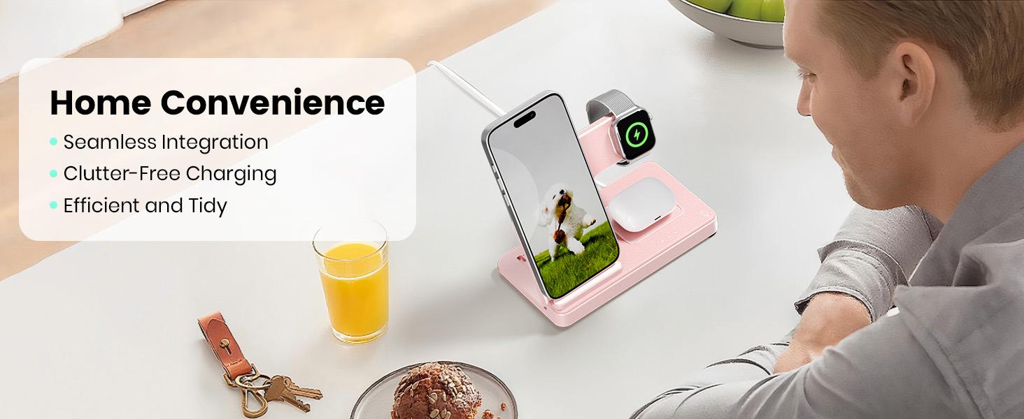 Wireless Charger Stand Station: 3 in 1 Charger Stand Multiple Devices for - iPhone 17 16e 16 15 14 Pro Max 13 12 - Watch 11 10 9