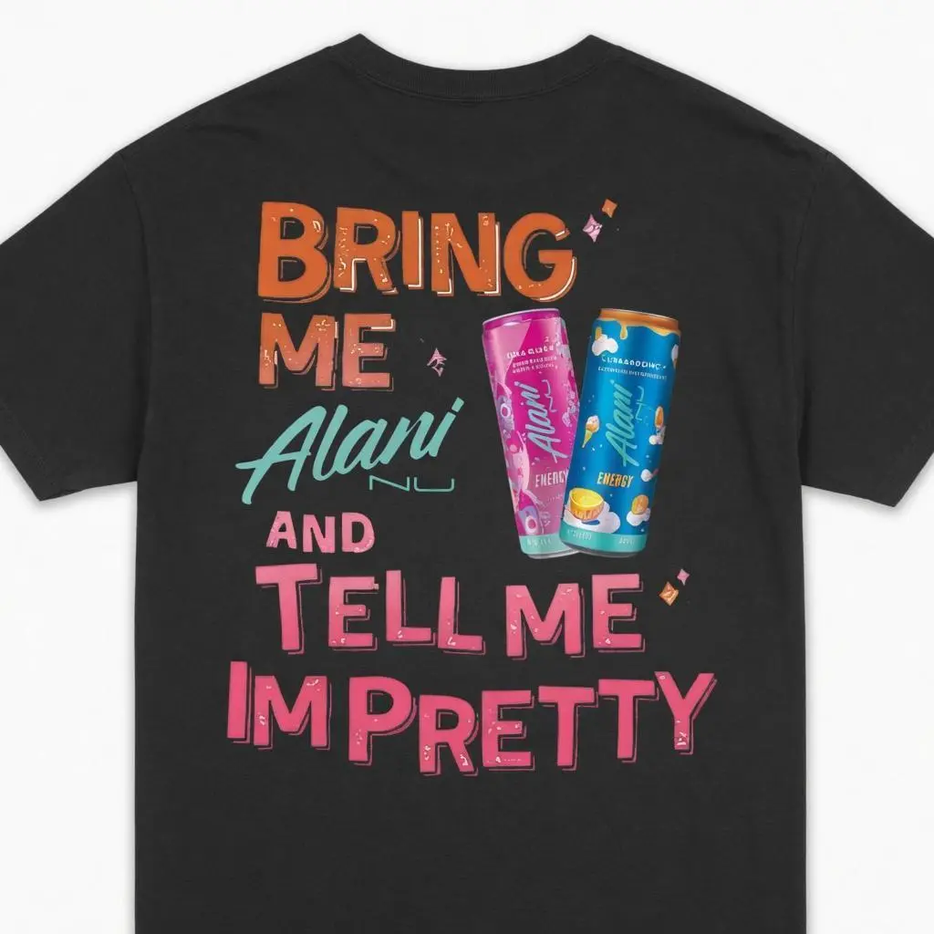 2-Sided "Bring Me Alani Nu And Tell Me I'm Pretty" Lightweight Round Neck Shortsleeve Sports Top - Trendy Energy Drink Graphic Tee, Everyday Wear Gift For Alani Nu Lovers, Tops