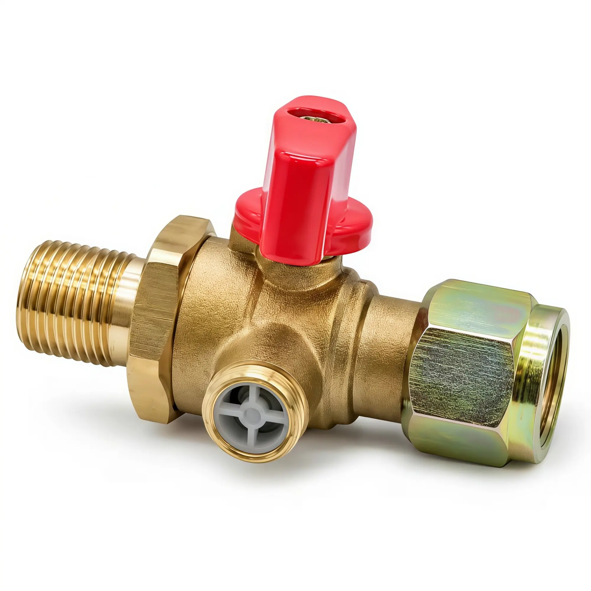 M18x1.5 Male to Female Heavy Duty Air Control Valve with Exhaust Port, 1/4 Turn Handle, Ideal for Industrial Pneumatic Systems