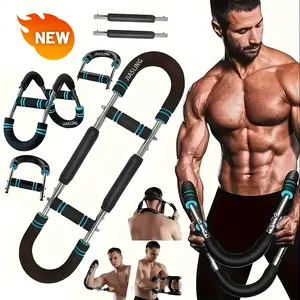 Arm Strength Trainer U-shaped Multi-functional Adjustable Forearm Strengthener Chest Exercise Equipment, Triceps, Portable Spring Resistance 2 Levels Of Adjustable Resistance Bands, Comfortable Grip, Detachable Design, 60-100LBS, Home Gym Equipment
