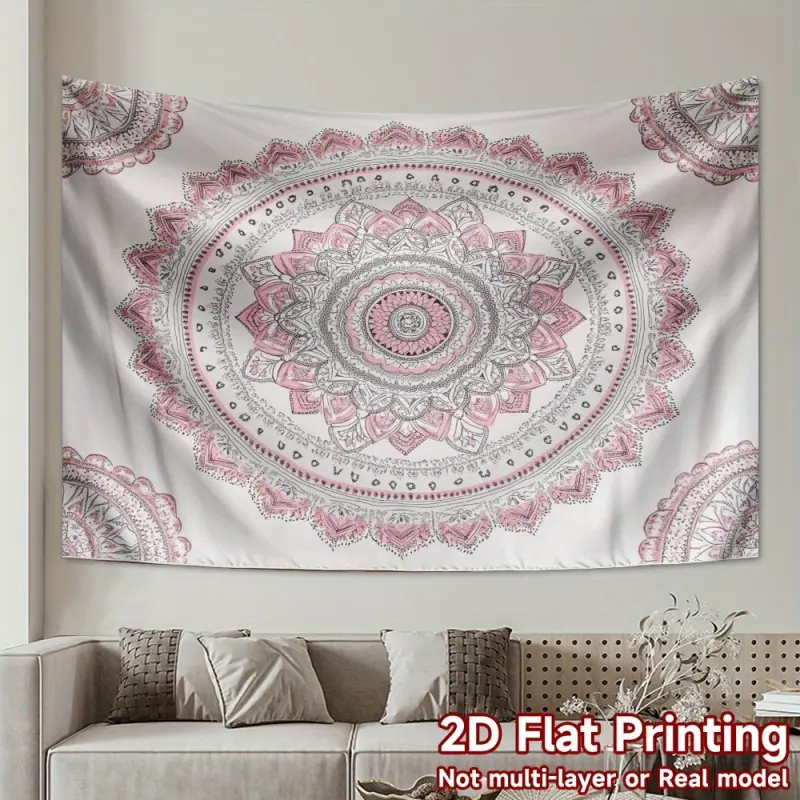 1 Piece Boho Pink Print Mandala Tapestry, 100% Polyester Indoor- Backdrop, Wedding Photo Prop, Home Bedroom Wall Decor, Extra Large Dorm Must-Have Gift Personalized decorative wall hanging foot outdoor wall banner funny tapestry durable man