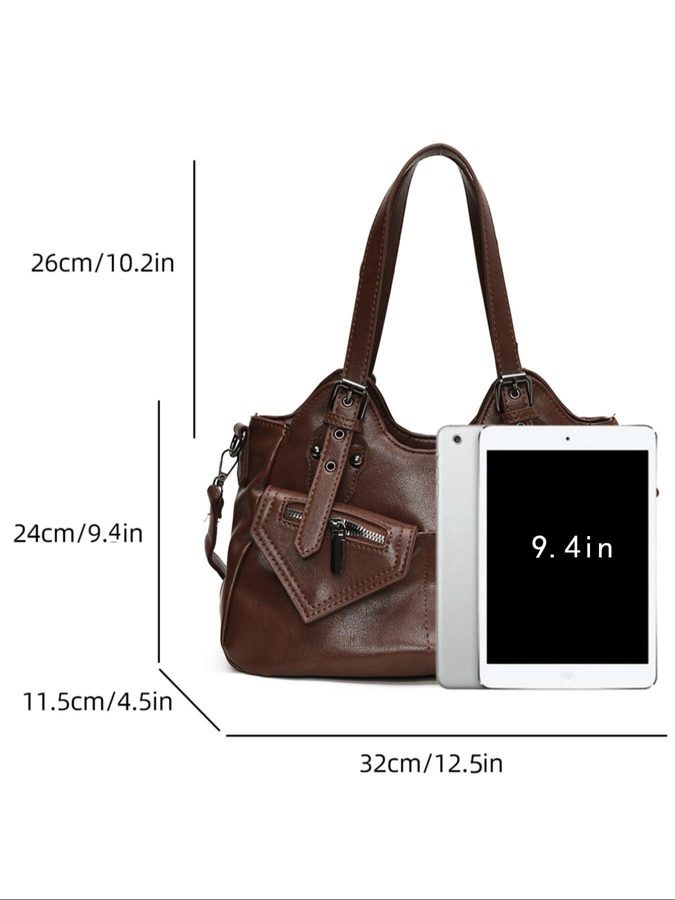 Women's Elegant Grommet Eyelet Design Tote Bag, Fashionable Large Capacity Shoulder Bag, Casual Versatile Crossbody Bag for Daily Outings, Short Outings, Mothers Day Gift Ideas