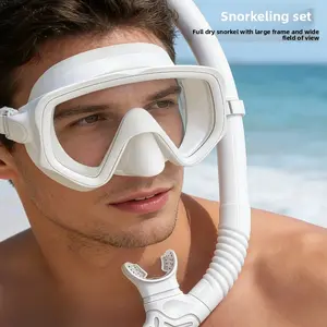 Snorkeling two-piece set: diving goggles and fully dry snorkel, suitable for adults, can be fitted with prescription lenses, Snorkeling Gear