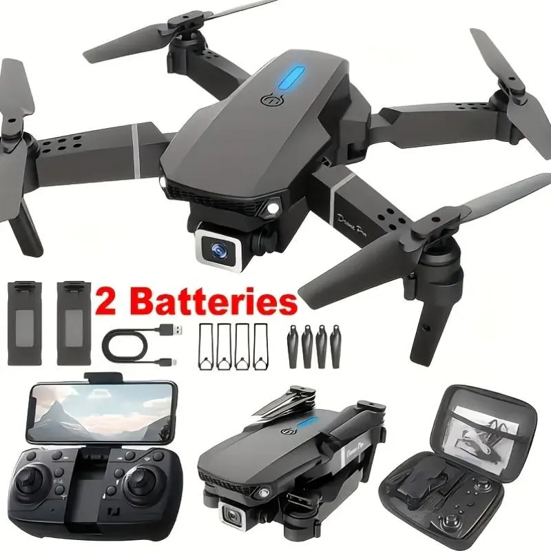E99 Drone Single Unit - Beginner-Friendly, Lightweight, Camera-Equipped, Black Remote Control, Rechargeable Battery, Ideal for Camera Video, Gift Option