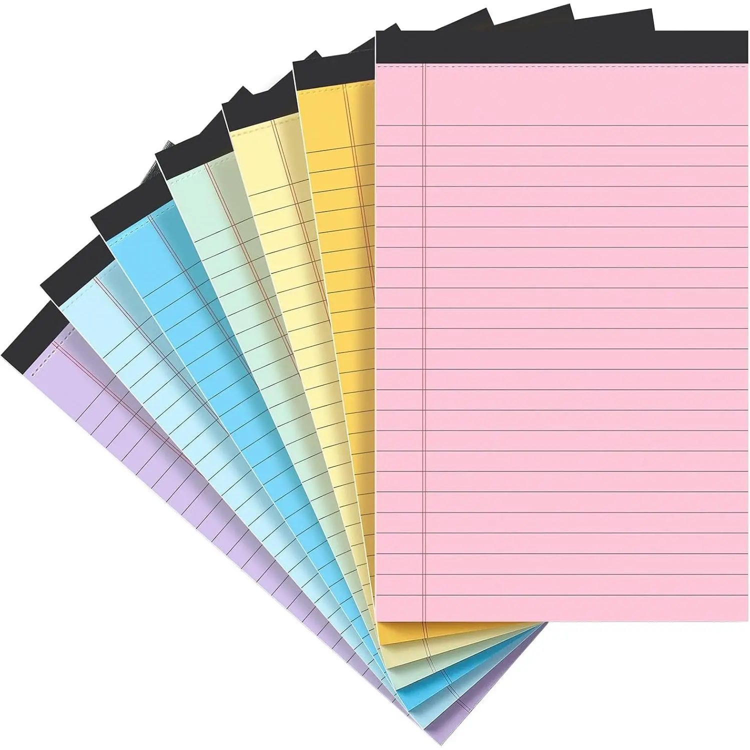 Small Note Pads 5x8, [7 Pack] Colorful College Narrow Ruled Legal Pads, Writing Pads Perforated Lined Note Paper for Study, Office, To-Do Lists, 30 Sheet/notepad, Multicolor