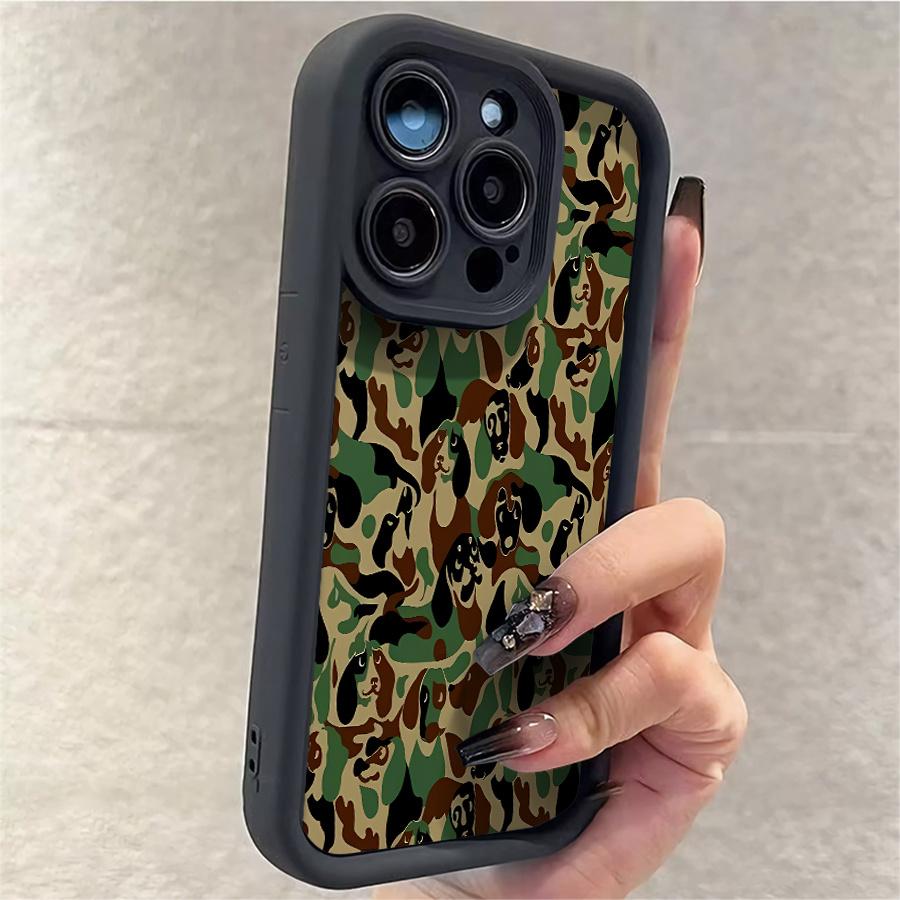 Phone Case - 1pc Camo Dog Pattern Phone Case Suitable for Apple iPhone 17 E Air Pro ProMax iPhone16 15 14 Plus 13 12 Mini 11 X XS XR Antidrop Softshell Shock Proof All Inclusive Lens Protection Funky Fashion Can Be