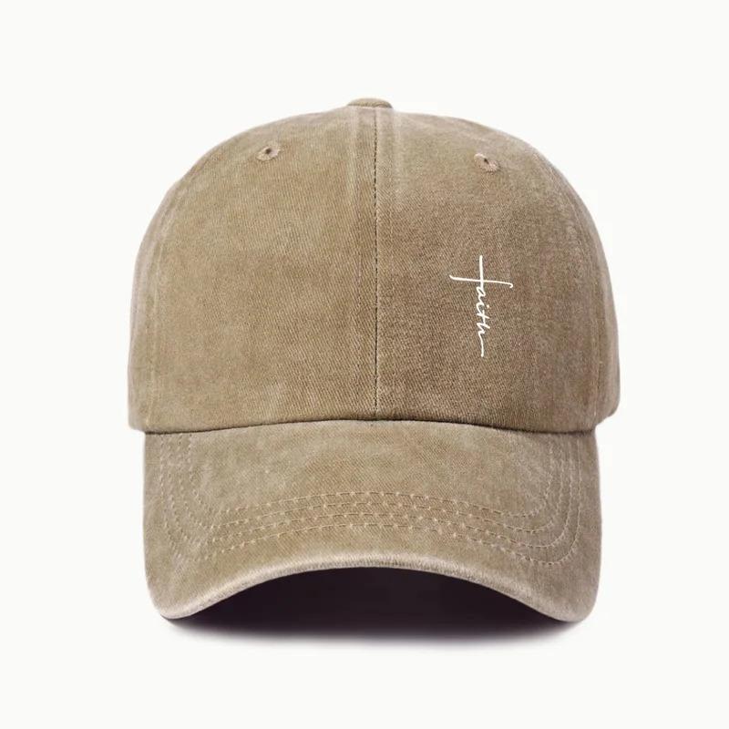 Retro washed water-resistant men's and women's universal cross-print baseball cap - Soft, breathable, adjustable dad hat