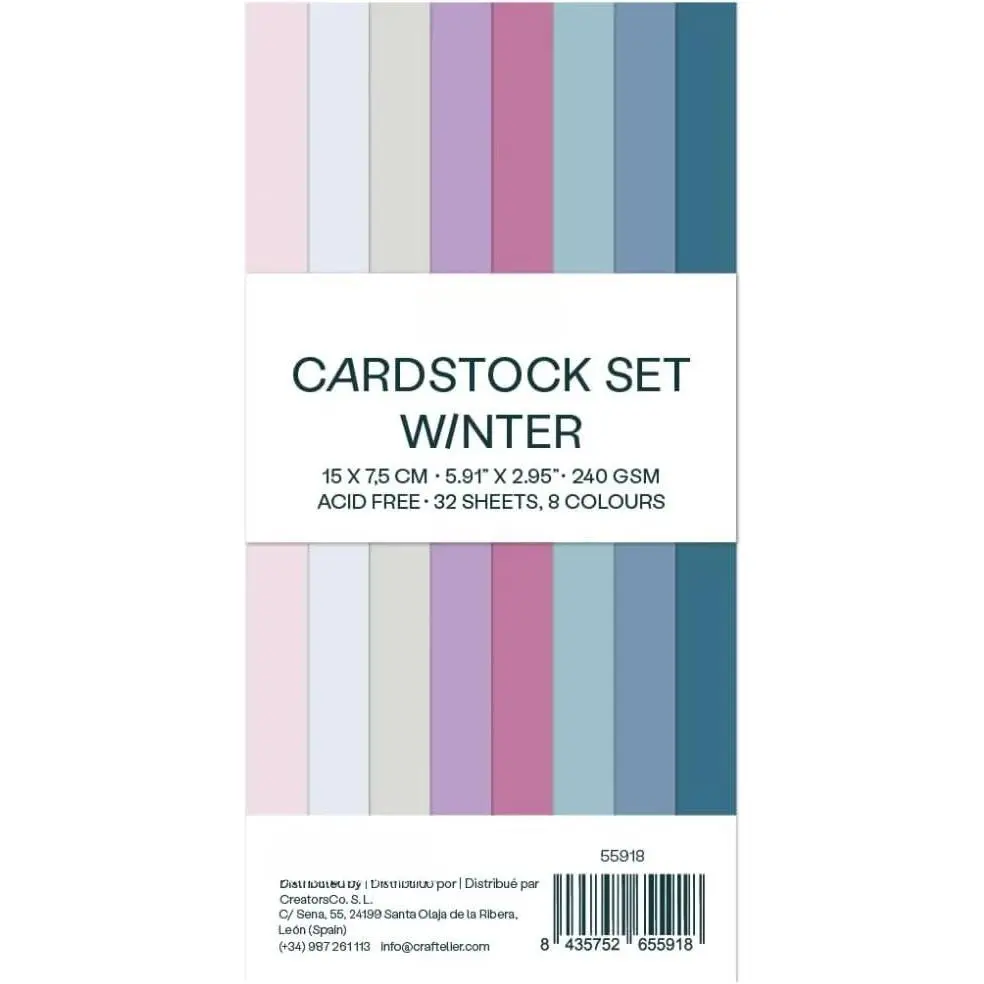 - Winter Color Cardstock | Pack of Colored Cardstock | Colored Paper for Crafts, Scrapbooking, DIY Projects | 32 Sheets, Double-Sided, 5.91" x 2.95", 8.47oz