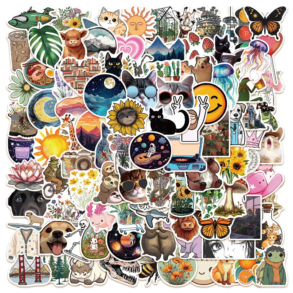 100pcs Cartoon Pattern Decorative Journal Stickers, Back-to-School Office Stationery Accessories, High-Value DIY Stickers, Suitable for Diaries, Journals, Notebooks, Scrapbooks, and Collage Creations