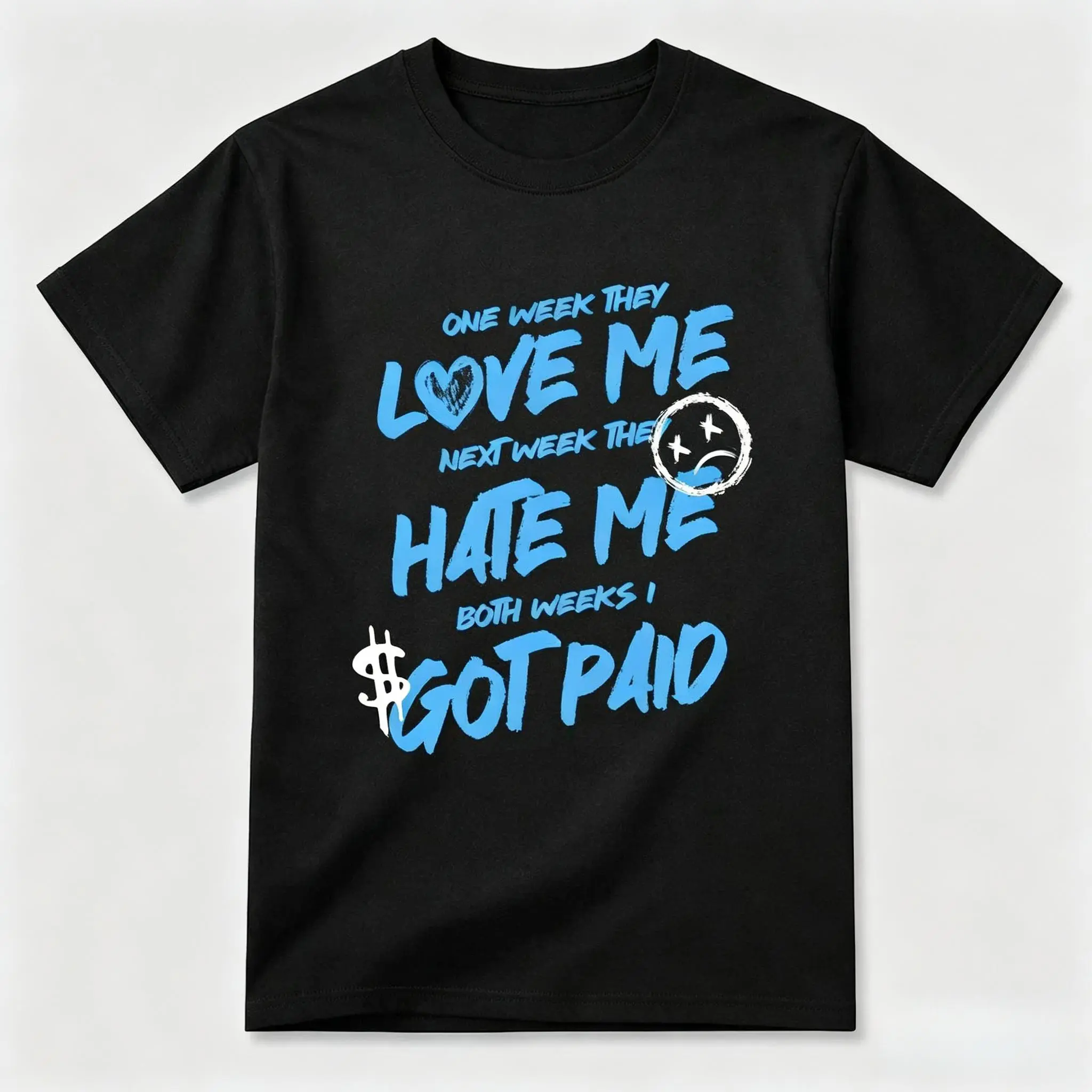 Unisex T-shirt To Match Sneakers Jordan 14 Black & University Blue - I Got Paid.  for Casual Wear. Comfortable Summer Unisex T-Shirt to match Jordan Sneaker. Streetwear Style. urban outfitters