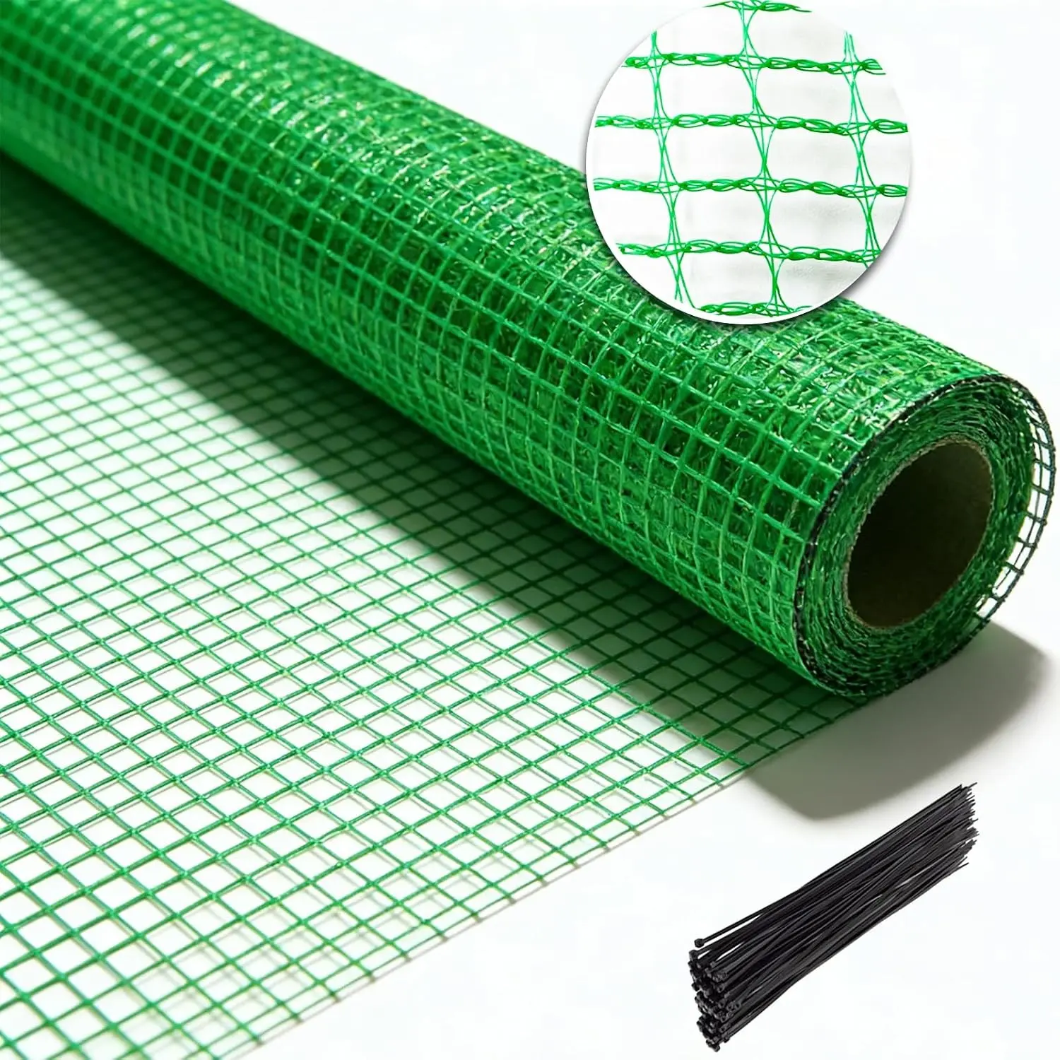 Garden Fence 4 x 100 FT,0.4" Mesh Plastic Fencing,50PCS Zip Ties Deer Fence Temporary Fence Snow Fence Safety Fence,Construction Fencing for Yard,Rabbits,Chicken,Dogs,Animal Barrier,Green
