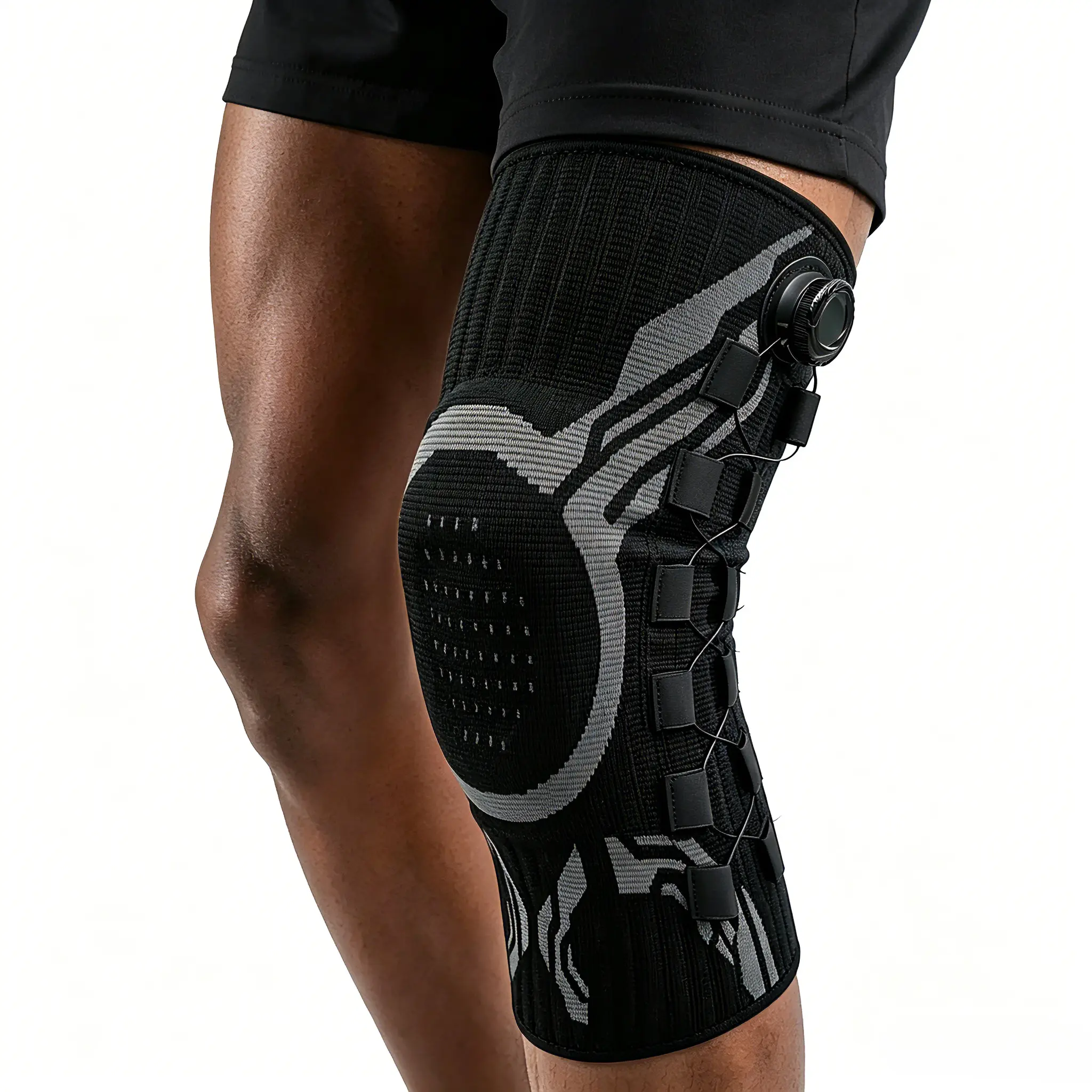 Unisex Professional Dial Knee Brace with Patella Gel Pad, Double-Sided Spring Stabilizers & Adjustable Compression Sleeve - Customizable, Multi-Size, Durable Neutral Wrap for Workouts, Walking, Mountaineering, Father's Day Gifting, Gym Exercise, Cycling