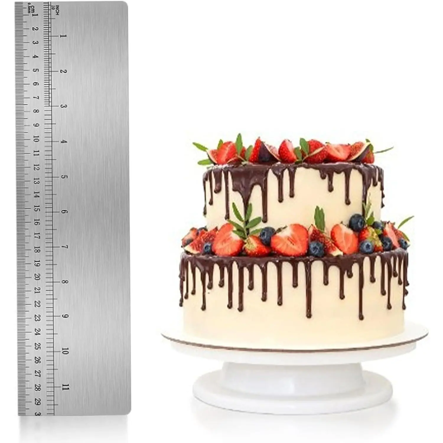 12 Inch Cake Scraper , Stainless Steel Icing  | Cake scraper  for buttercream, icing, tall cake side smoothing, frosting finishing, and cleaner  results