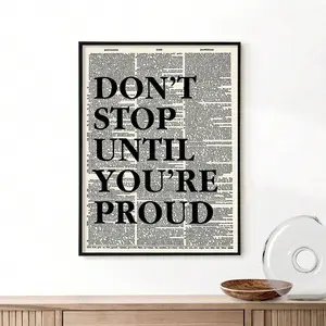 "Don't Stop Until You're Proud" Inspirational Dictionary-Style Canvas Poster - Minimalist Motivational Wall Art for Office, Study, or Home Gym
