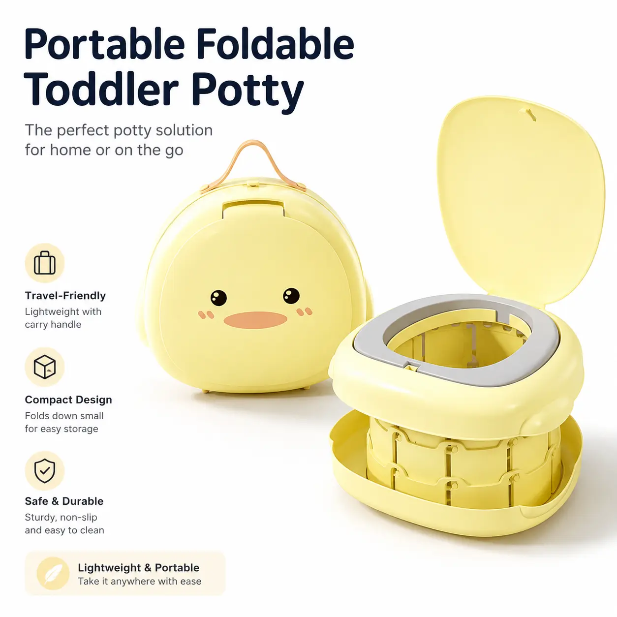 Children's portable folding car toilet, outdoor camping emergency tool, travel mini toilet, portable and cute urinal for outings