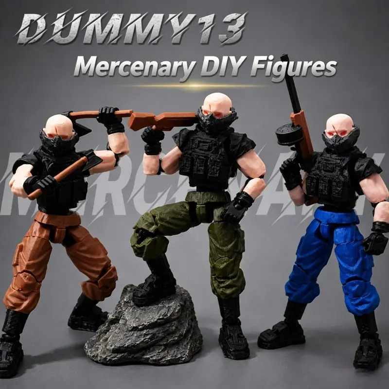 Dummy13 Multi-Jointed Action Figure, Full Joint Military Soldier Model, Poseable Tactical Dummy with Weapons, Custom Military Collectible Set
