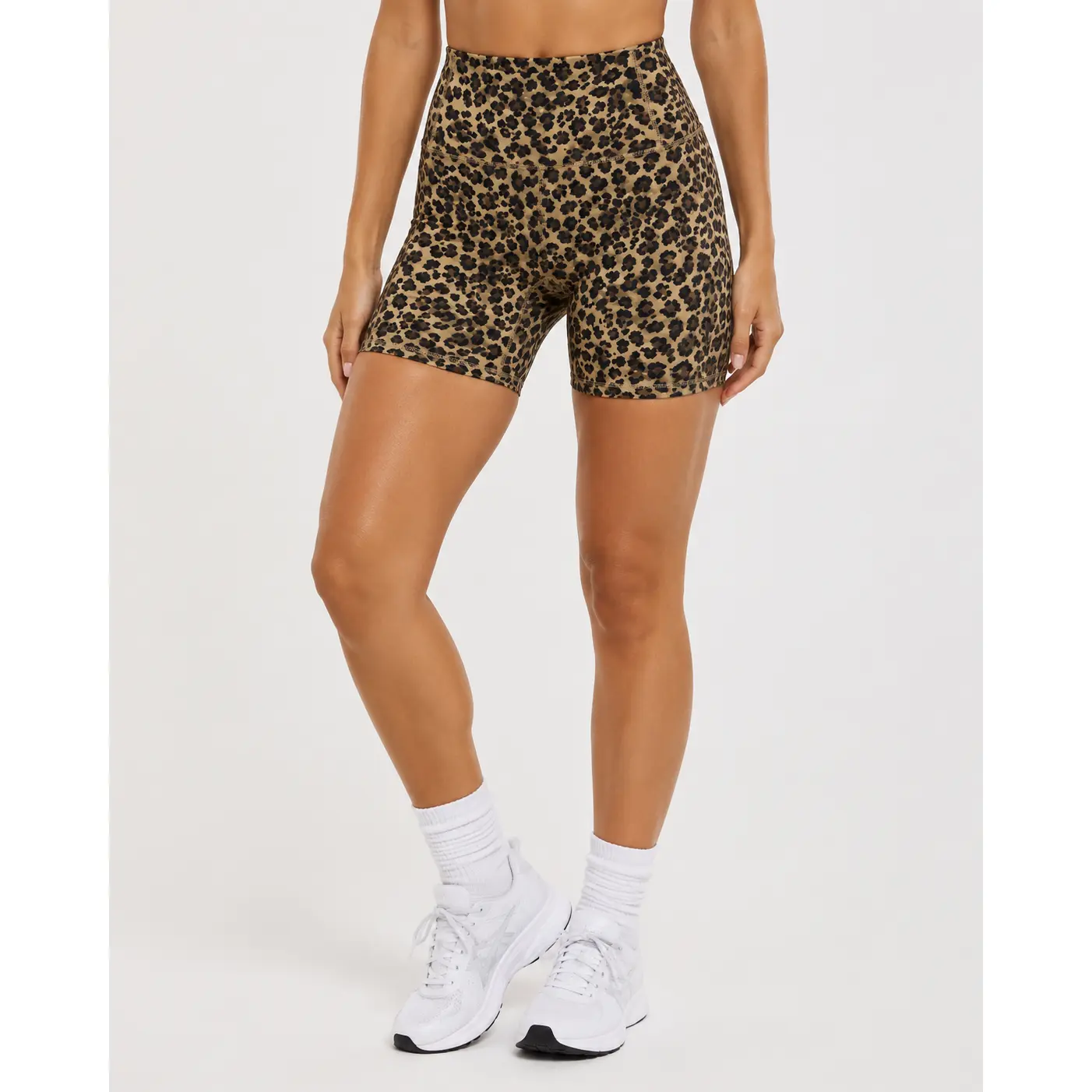 Women’s Leopard Print Biker Shorts, High Waisted Stretch Yoga Shorts, Slim Fit Workout Activewear for Gym, & Fitness