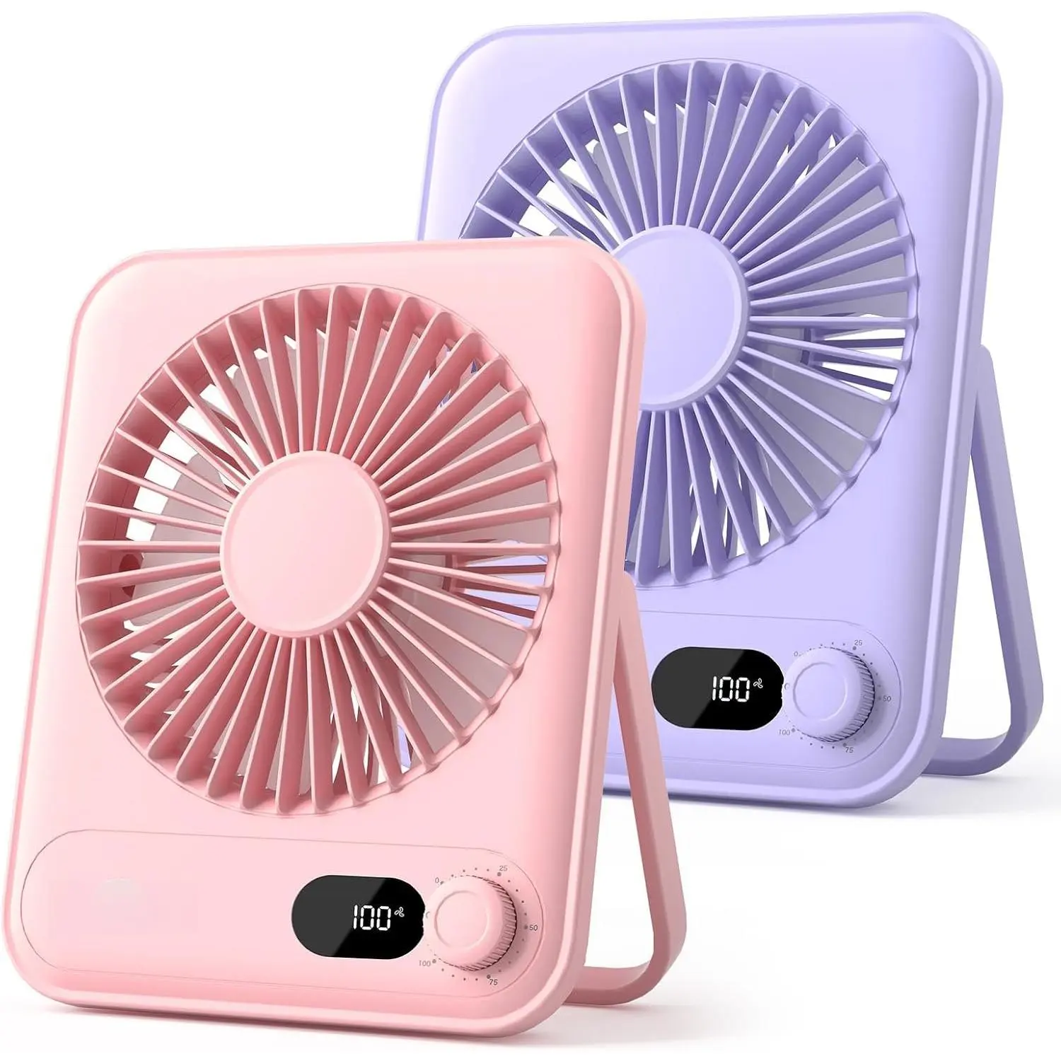 Desk Fan 2 Pack: 100 Speeds Stepless Control 2000mAh  Operated Portable Fan, Rechargeable Table Fan for Cruise Ship Essentials,  for Couples, Dorm, Office, Bedroom( and )