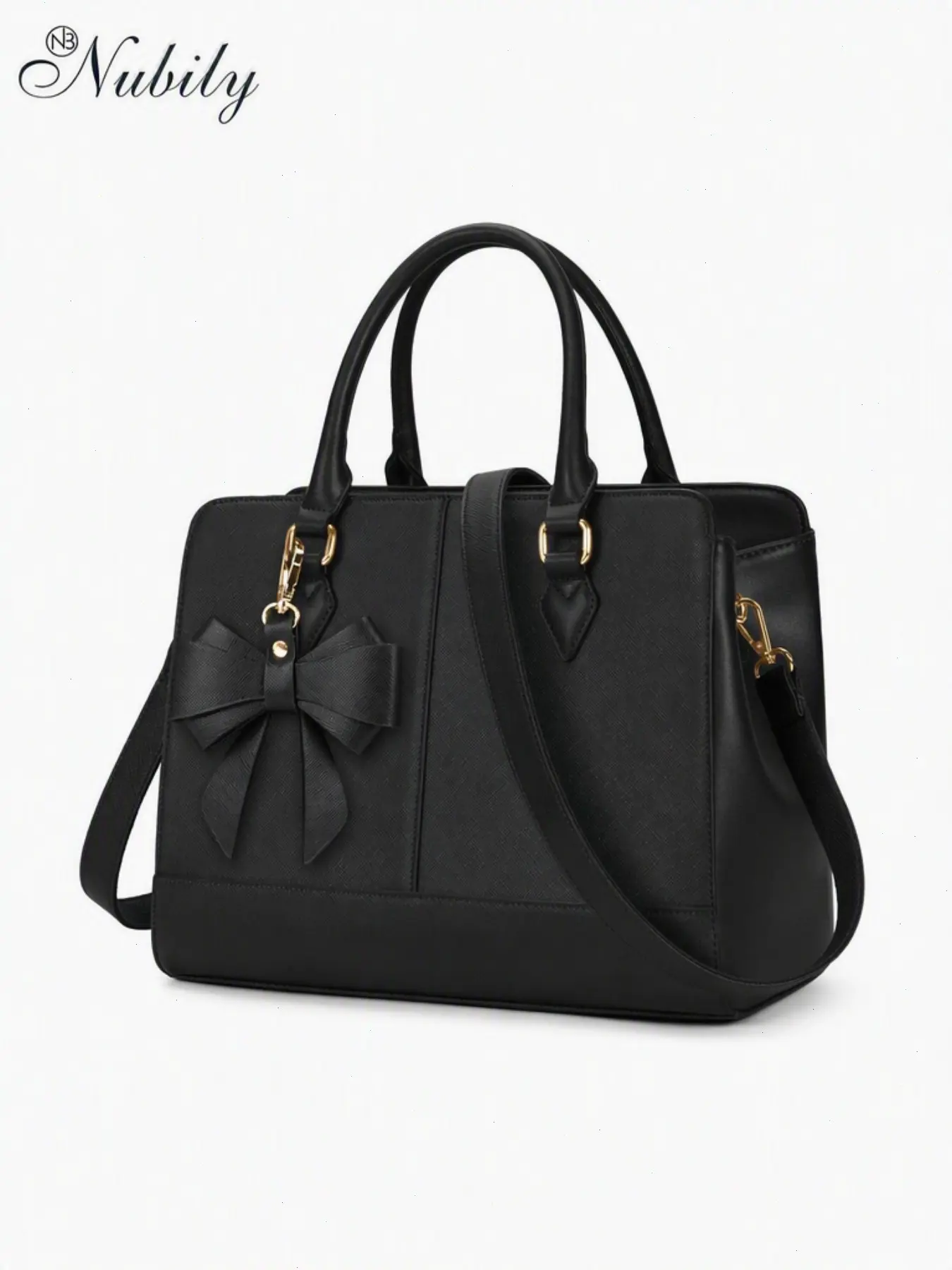 Waterproof PU Leather Handbag for Women, 13 Inch Top-Handle Tote Bag, Medium Shoulder Bag for Work, Business, Casual Use