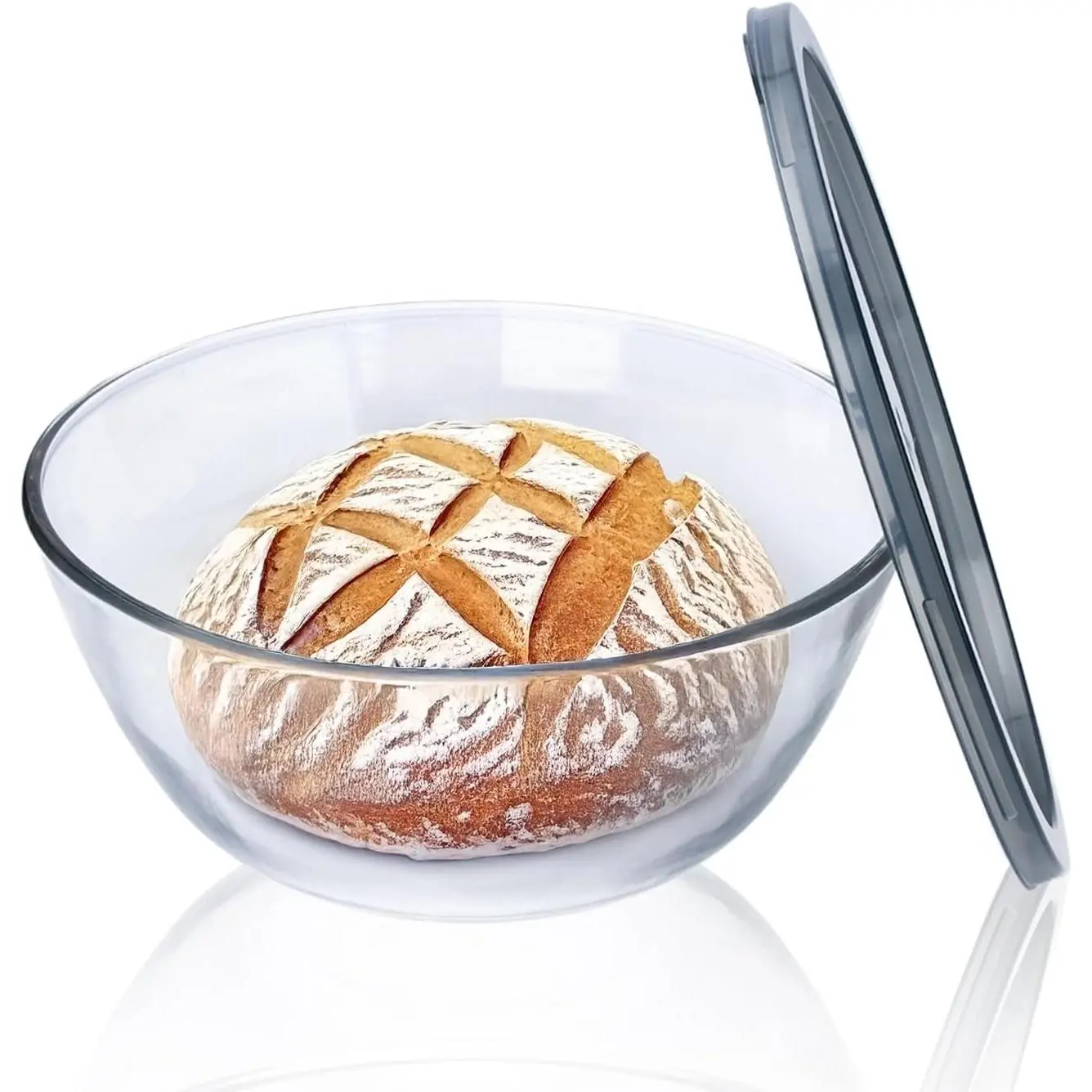 Large Glass Bowl for Sourdough Bread Making, 4.7 Quart Glass Mixing Bowl for Sourdough Bread with Lid, Clear Proofing Bowl with Covers, Ideal for Kitchen Storage