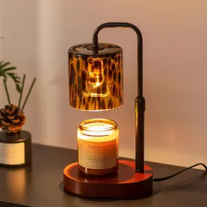 Tortoise Shell Leopard Print Candle Warmer Lamp| Dimmable & Height Adjustable Wax Melter Lamp with Timer & 2 Extra Bulbs, Vintage Black Home Decor, Perfect Mother’s Day Gift for Women