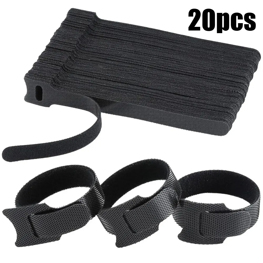 20pcs Reusable Back-to-Back Velcro Cable Straps 150*20mm, Self-Gripping Nylon Wire Management Bands, Multipurpose Bundling Ties for Data Cables and Plant Fixing, Gardening, Office, Hook And Loop, Practical, Home/Office
