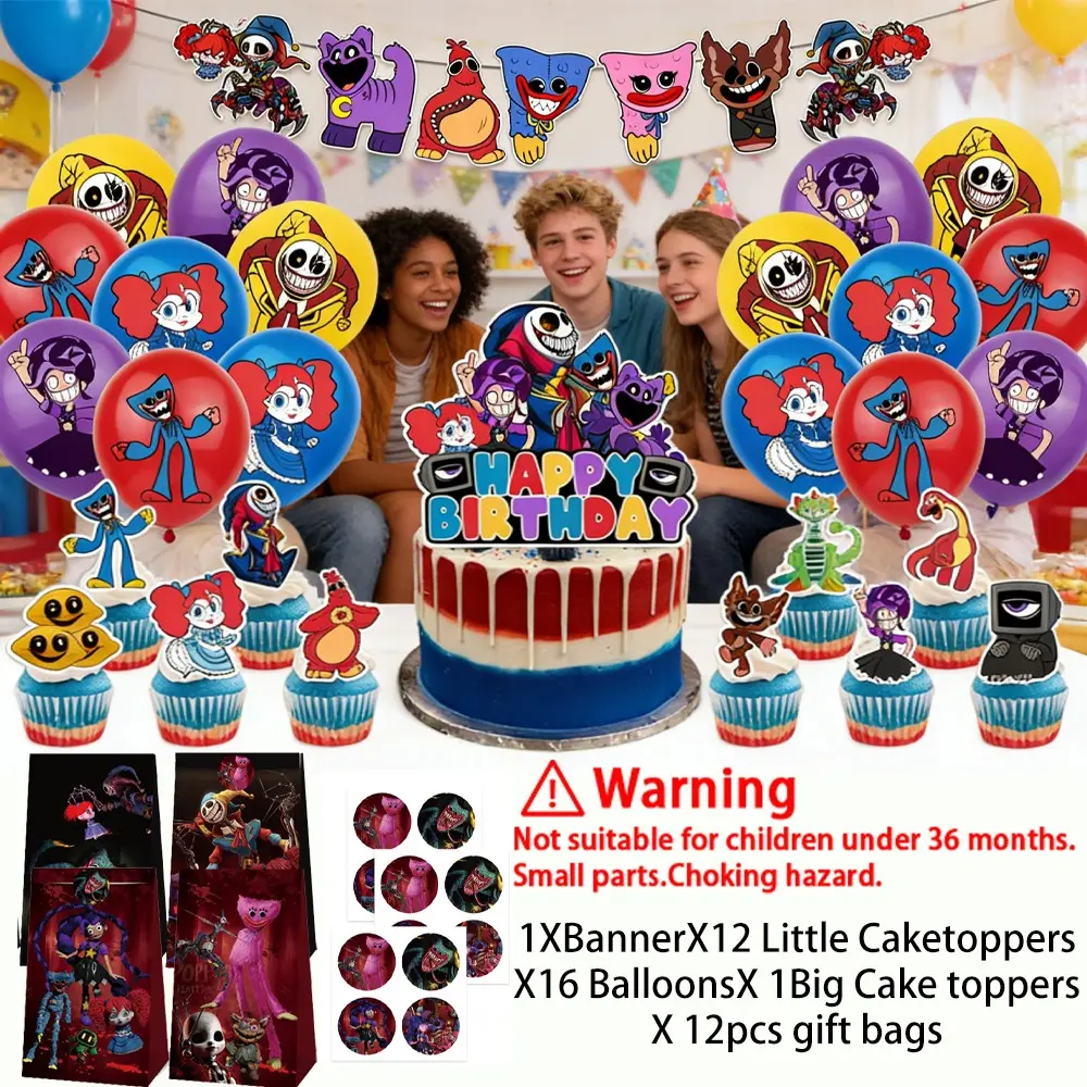2026 Creepy Horror Monster Game Character Party Supplies Decoration, Party Favors, Goodie Bags Fillers, Goodie Bag Filler, Birthday Set, Include Horror Theme Cake Topper, Birthday Paper Cake Insert, Gift for Horror Game Fan, for Birthday Parties