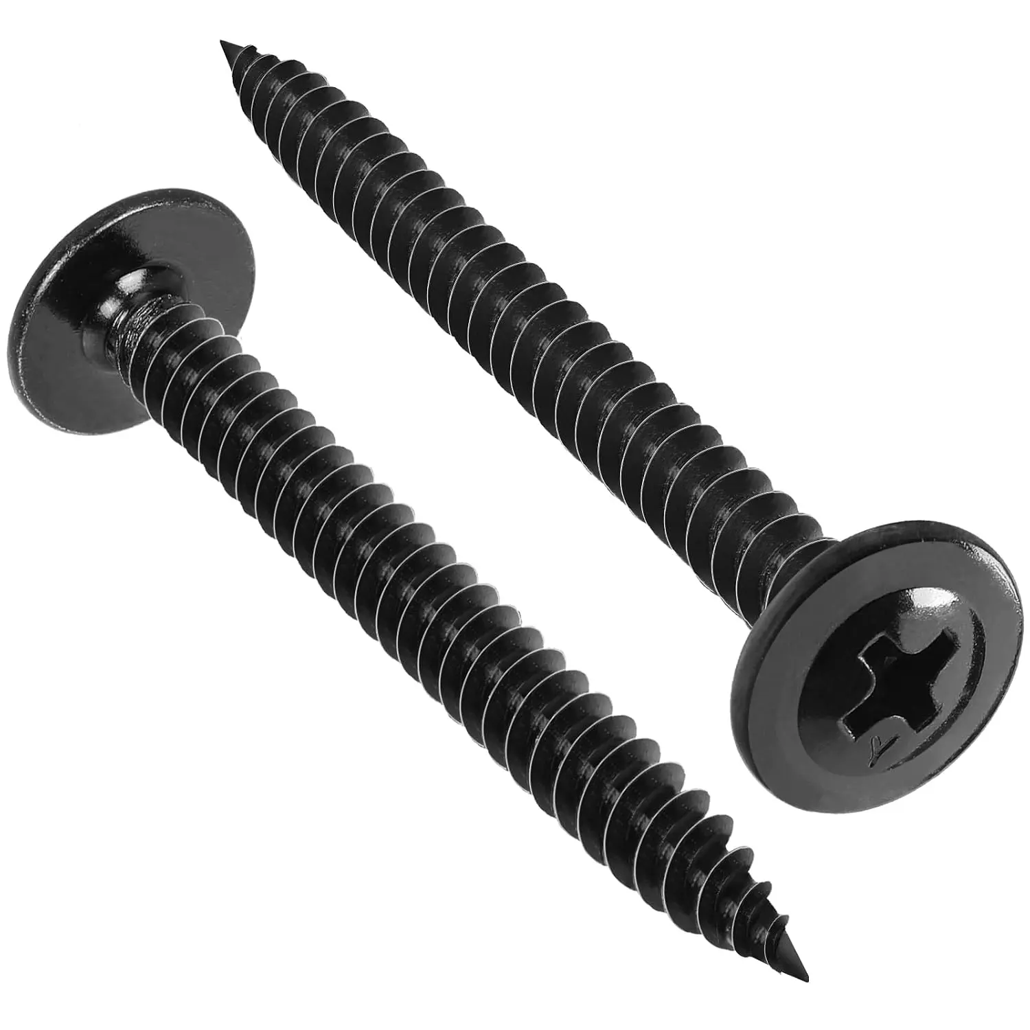100 count #8 x 2 Inch  Screws Phillips  Truss  Stainless Steel 410 Quick Metal Self Tapping Screws,Black Zinc Plated