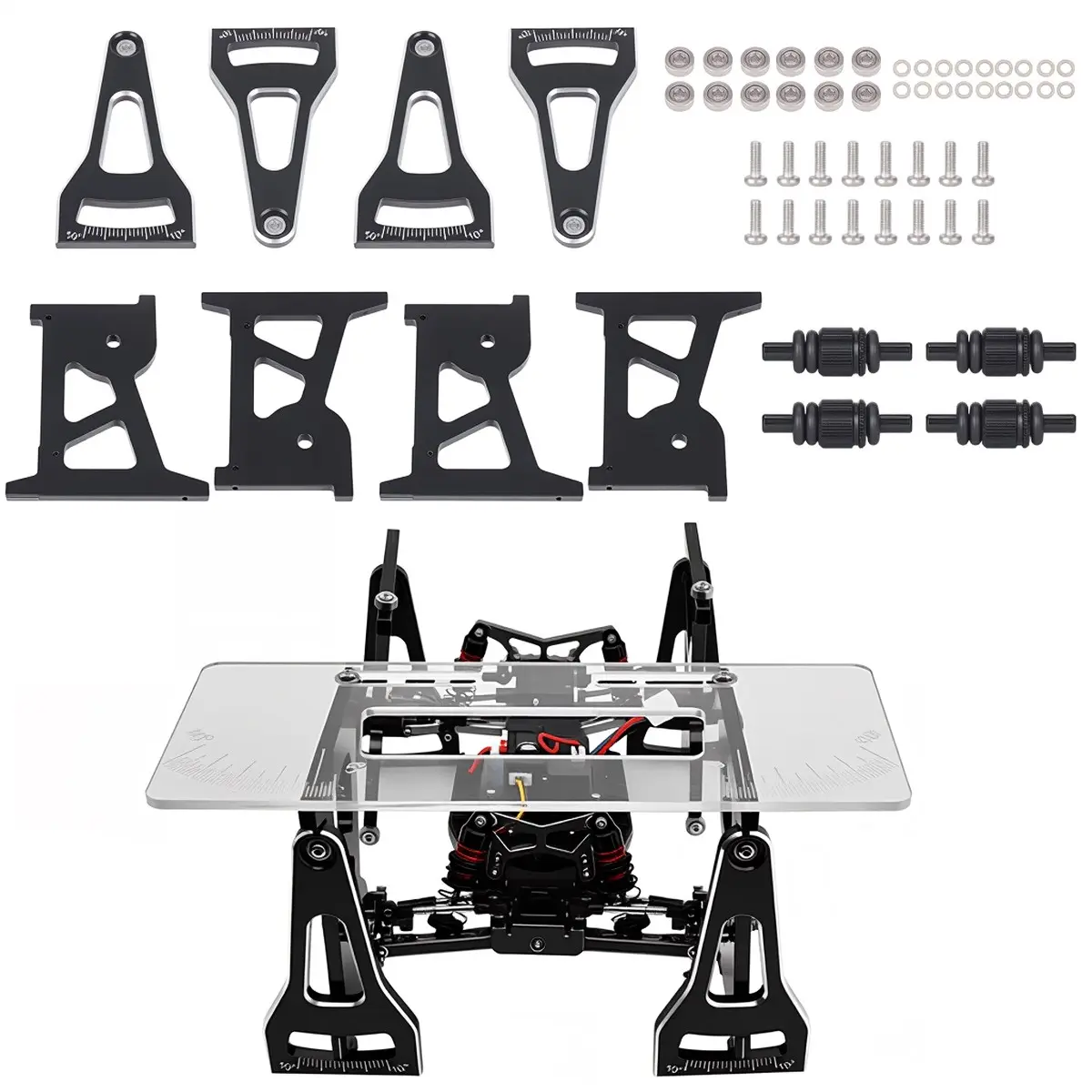 1/28 RC Car Calibration System, Precision Ride Height, Toe and Camber Adjustment Tool, Adjustable Suspension Tuning Station Setup, Professional Kit for 1/24 LOSI Micro-B On-Road Drift Racing Mini Cars