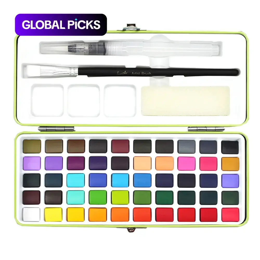 Portable 50-Color Watercolor Paint Set, Travel Art Kit with Brushes & Painting Tools, Art Sets, Portable Art Supplies, Ideal for Artists, Amateur Hobbyists #GLOBAL PICKS