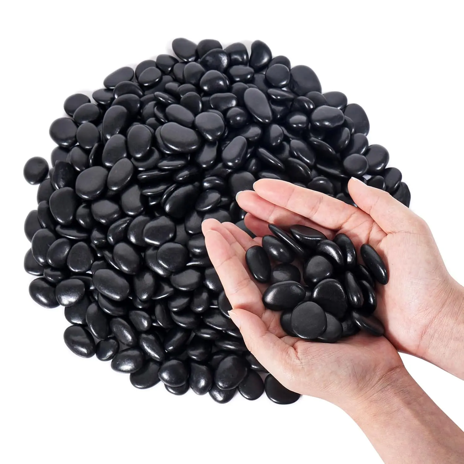 2.5-lb Black River Rocks for Landscaping, 1-2 Inches Black Polished , Decorative Rocks for  Indoor& Outdoor, Garden Landscaping, Aquariums, Vases, Potted ,  Decor