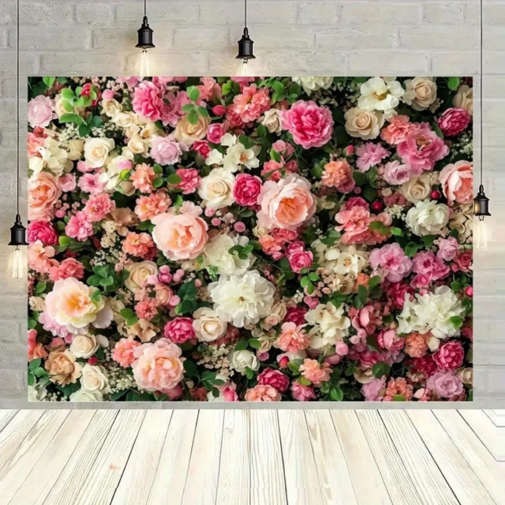 Valentine Rose Floral Polyester Tapestry Backdrop Banner - Lightweight Room Wall Decoration, Romantic Flower Background for Wedding, Gift for Special Occasions Photography Decor