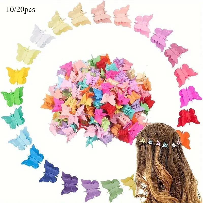 10/20pcs Butterfly Clips - PS Plastic Bang Hair Claw Clips & Ponytail Clips For Hair Accessories