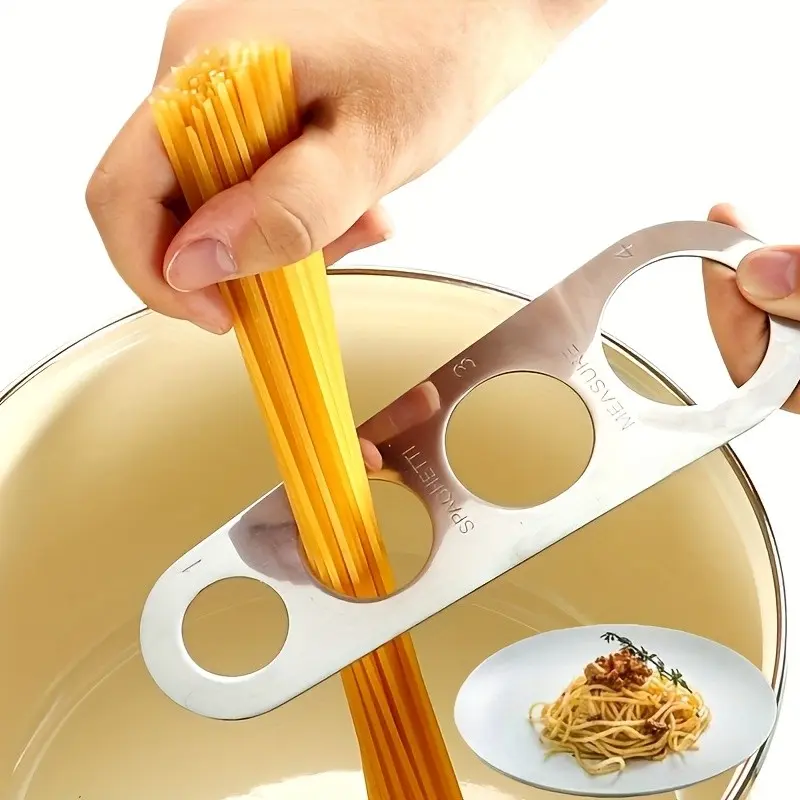 Stainless Steel Pasta Measuring Cup with 4-Section Scale and Cutter, Precise Portion Control, Dishwasher Safe, Ideal for Home and Professional Chefs