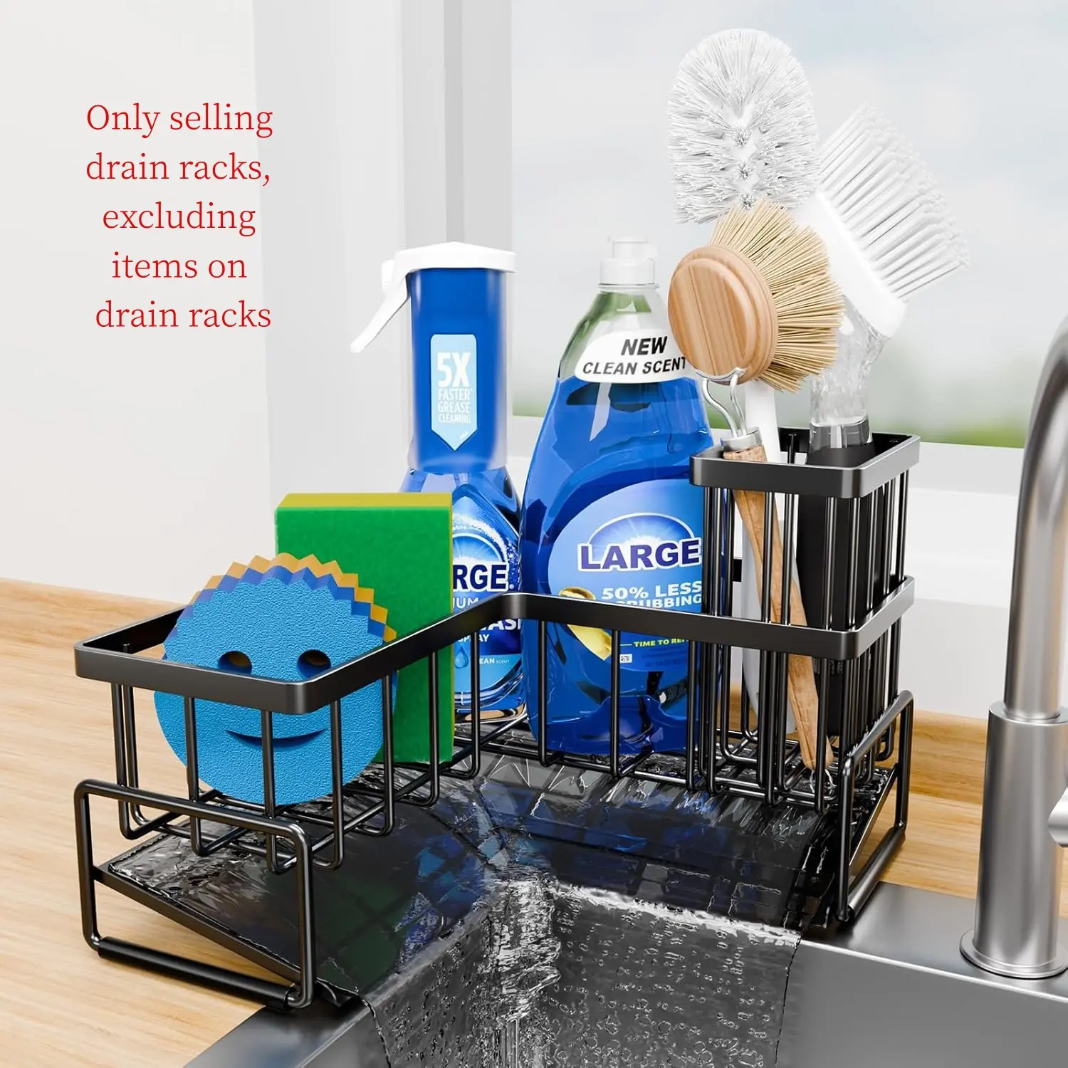 1pcs Kitchen Sink Organizer Rack, Multi-Functional Compact Sponge Brush Holder, Countertop Towel Rack, Brush Stand, Kitchen Storage Solution