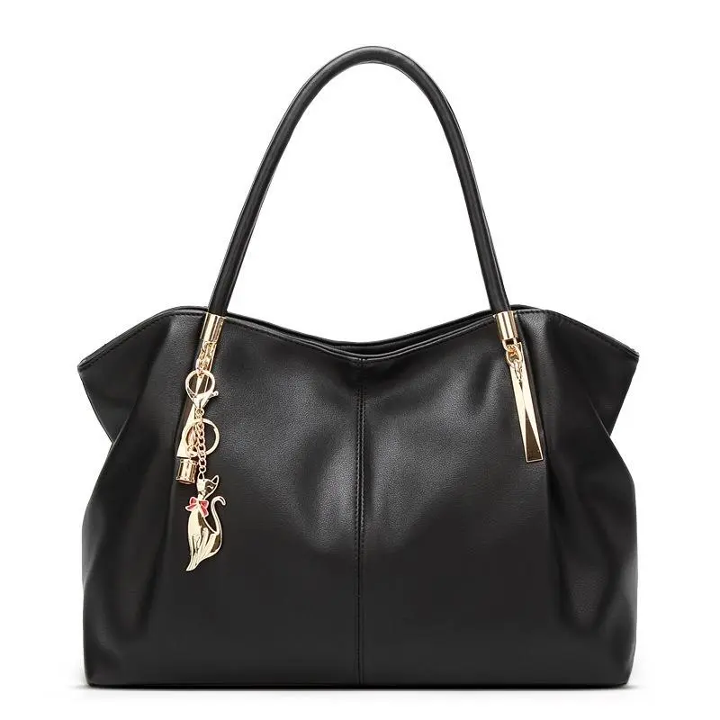 Handbags for women, Modest Slouchy Tote Bag, Soft PU Leather Shoulder Purse for Business & Casual Commuting, Large Capacity with Cat Charm, Casual Commuting Bag, Everyday Bag