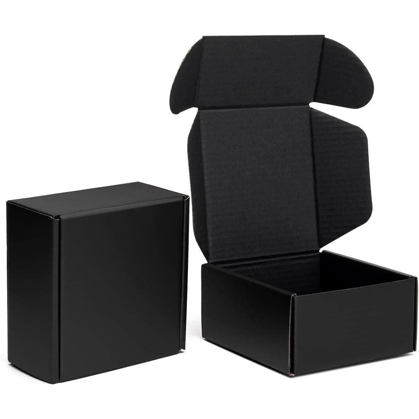 4x4x2" Black Shipping Boxes Small Corrugated Cardboard Box 24 Pack | Tab Locking Literature Mailer Flat Empty  Packing Supplies - Mailing Packaging for Small Business